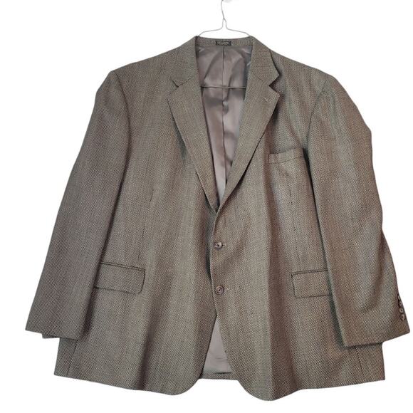 Oscar de la Renta 56R Brown Wool Blazer Two-Button Jacket EUC Flaw - Picture 1 of 11